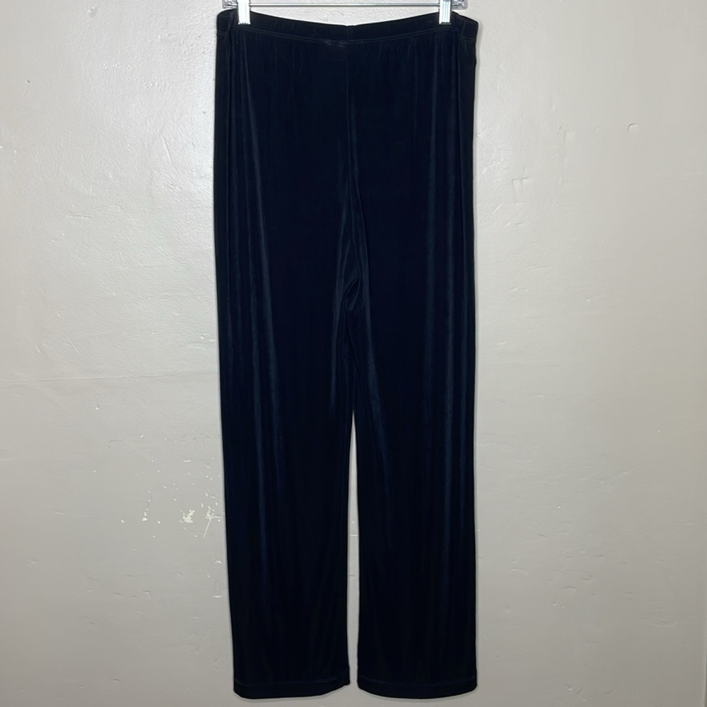 CHICO’S TRAVELERS Pants Black Liquid Knit Wide leg Elastic Waistband Pull-On - Picture 9 of 9